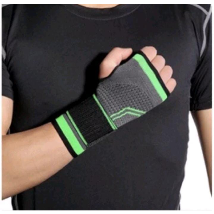 Munhequeira Esportiva Ajustável Verde Com Dedeira Bandagem Elástica Pulseira de Pulso Mão Tensor de Pulso ---7208A