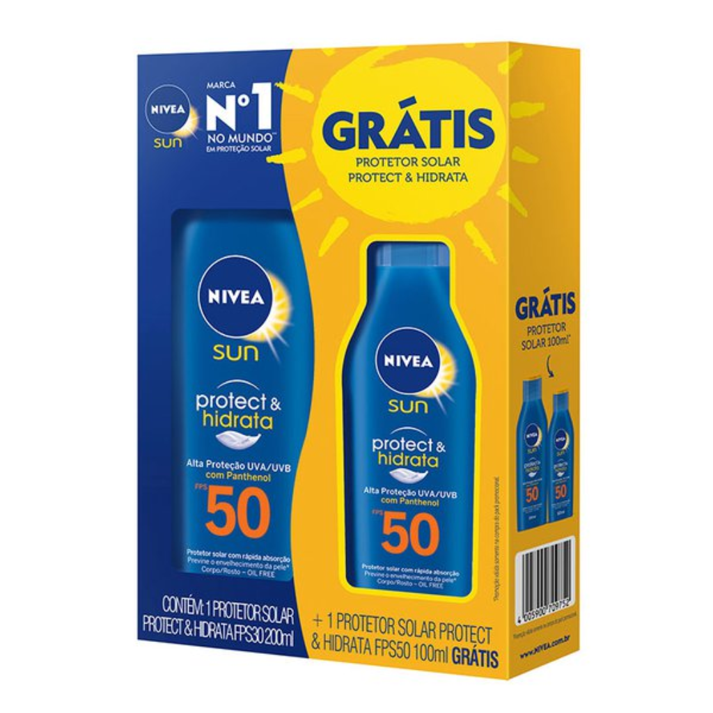 Kit Nivea Sun Protect & Hidrata Protetor Solar Corporal FPS 50 200ML + 100ML
