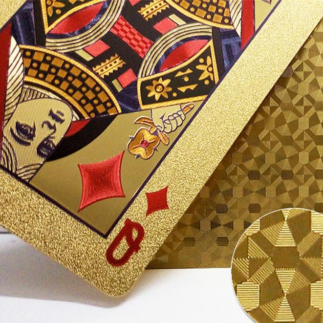 Baralho Conjunto Cartão de Jogo Dourado 24k Prova D'água Promoção
