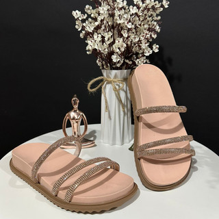 Sandália Feminina Confortável Chinelo Feminino Papete Rasteirinha Birken Brilho