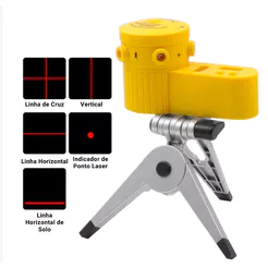 Nível Laser Trena Esquadro Bolha Horizontal Vertical Com Tripé Piso Teto Giratório Nivelado a laser