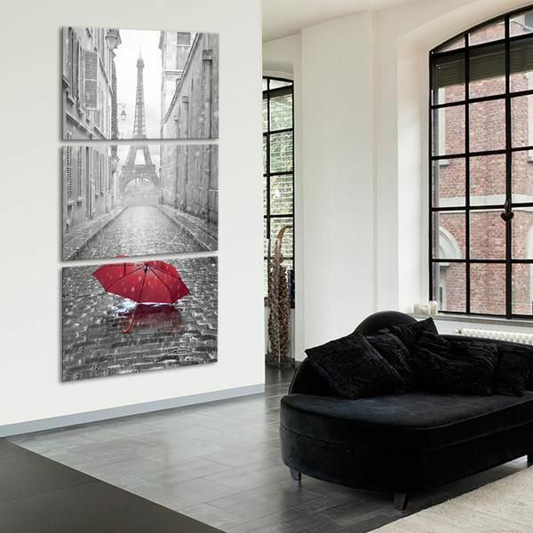 Quadro Decorativo 03 Peças 40x60 - Dia Chuvoso Em Nova York - Placas Sem Moldura
