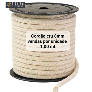 Cordão Trançado Algodão Cru  8mm (vendas por unidades). Cordão para trabalhos de artesanatos. em Oferta na Shopee