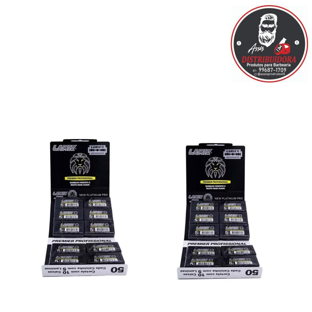 Lâminas de barbear Lamix premier preto 2 c/ 100 und refil carga
