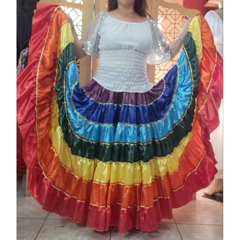 Saia Cigana Cetim 15m boho ATS Dança Religião em Oferta na Shopee