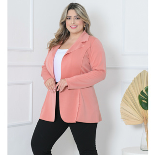 Blazer Sobretudo LONGO plus size feminino neoprene G1 G2 G3 em Oferta na Shopee
