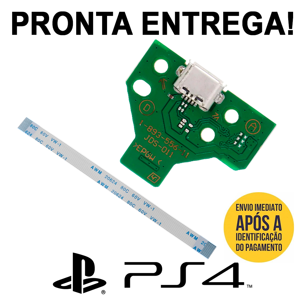 Placa Usb Ps4 Jds 011 + Cabo Flat Alimentação Controle Carregamento
