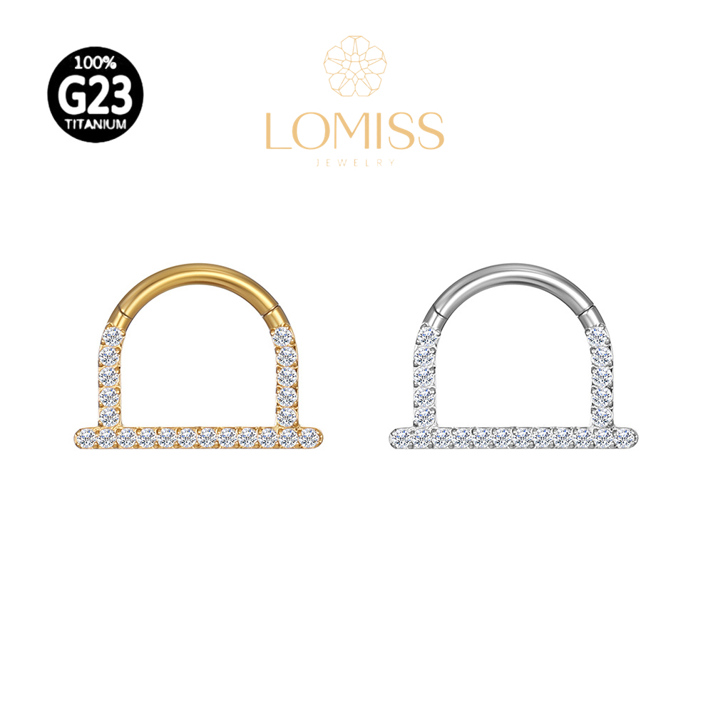 Piercing Septo Rook Conch Meia Argola Titânio PVD Clik Zircônia Lateral em Oferta na Shopee