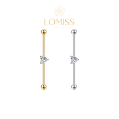Piercing Transversal Aço Cirurgico Pvd Zircônia Coração 1,2x35x4/4