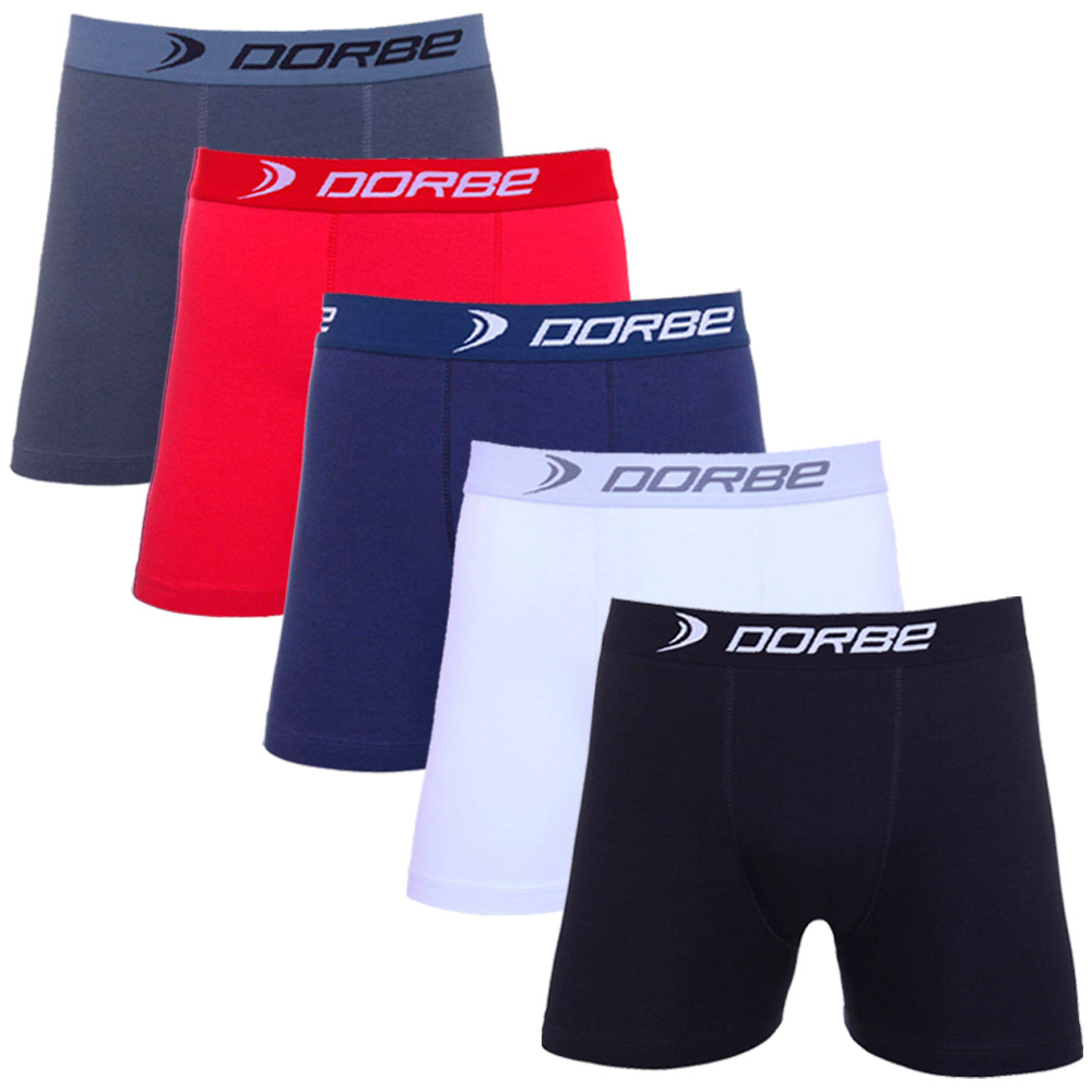 Kit 5 Cuecas Boxer Algodão Dorbe Não Enrola Original Masculina Cueca Box Cotton Masculino Adulto - Men Clothes