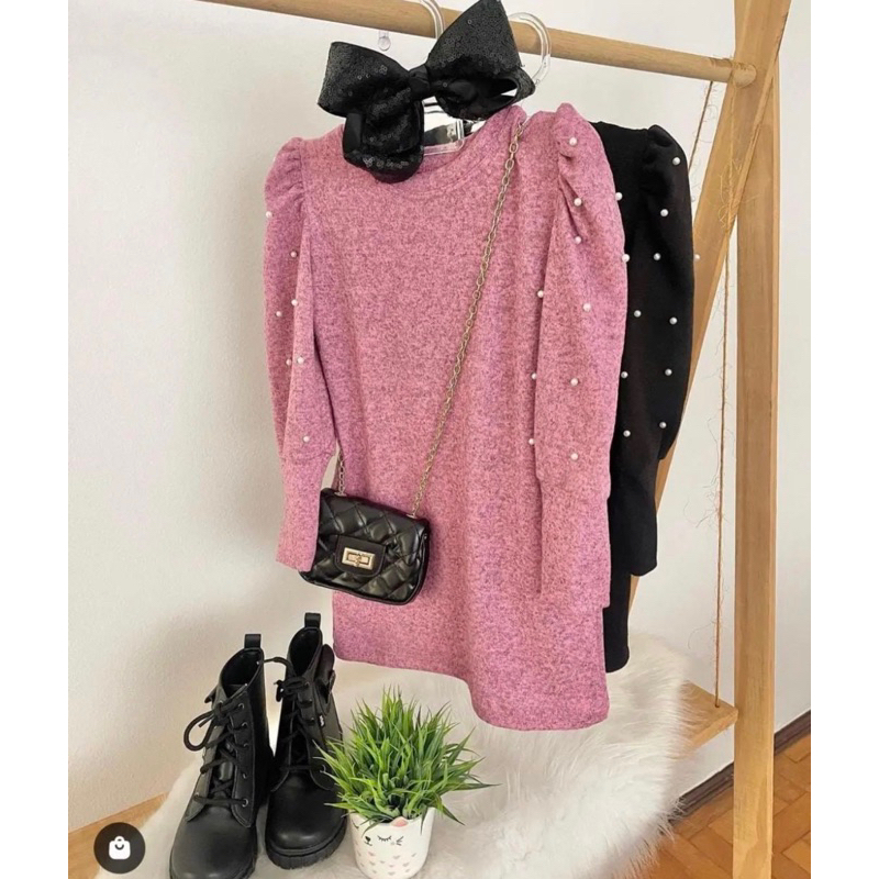 Vestido de lanzinha infantil e juvenil de inverno bem estiloso e perfeito para o frio TAM. 2 ao 16