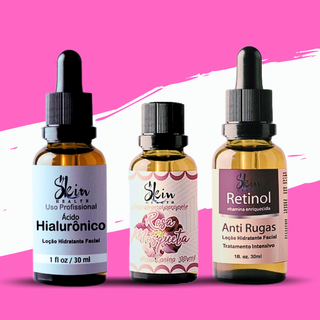 Rosa Mosqueta + Séruns Retinol + Acido Hialuronico Anti Rugas Antioxidante Vitamina A Pele Hidratada Iluminada