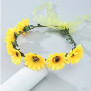 Kit com 3 Tiara de Flores Girassol Fantasia Decoração para Festas Carnaval