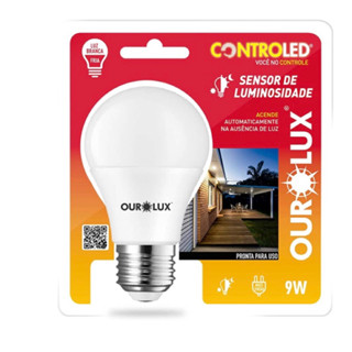 Lâmpada inteligente com sensor de luminosidade 9w 6.500k- Ourolux