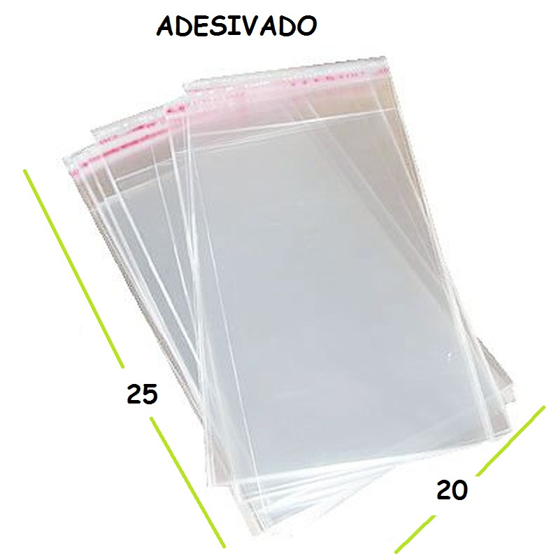 100 Saco Adesivado Saquinho Plástico Transparente 20x25+3cm DE ABA ADESIVADA 100 Unid / Jóias / Bijuterias/