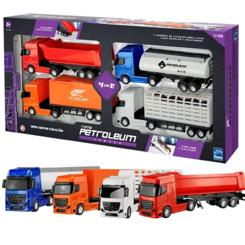 Caminhão Petroleum Baú Tanque Caçamba Haras kit 4 Em 1 - Roma Brinquedo