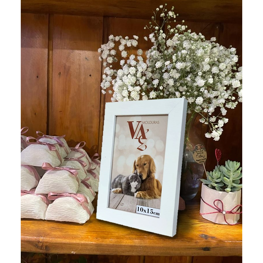 Porta Retrato Branco Decoração de Casamento 10x15 em Oferta na Shopee