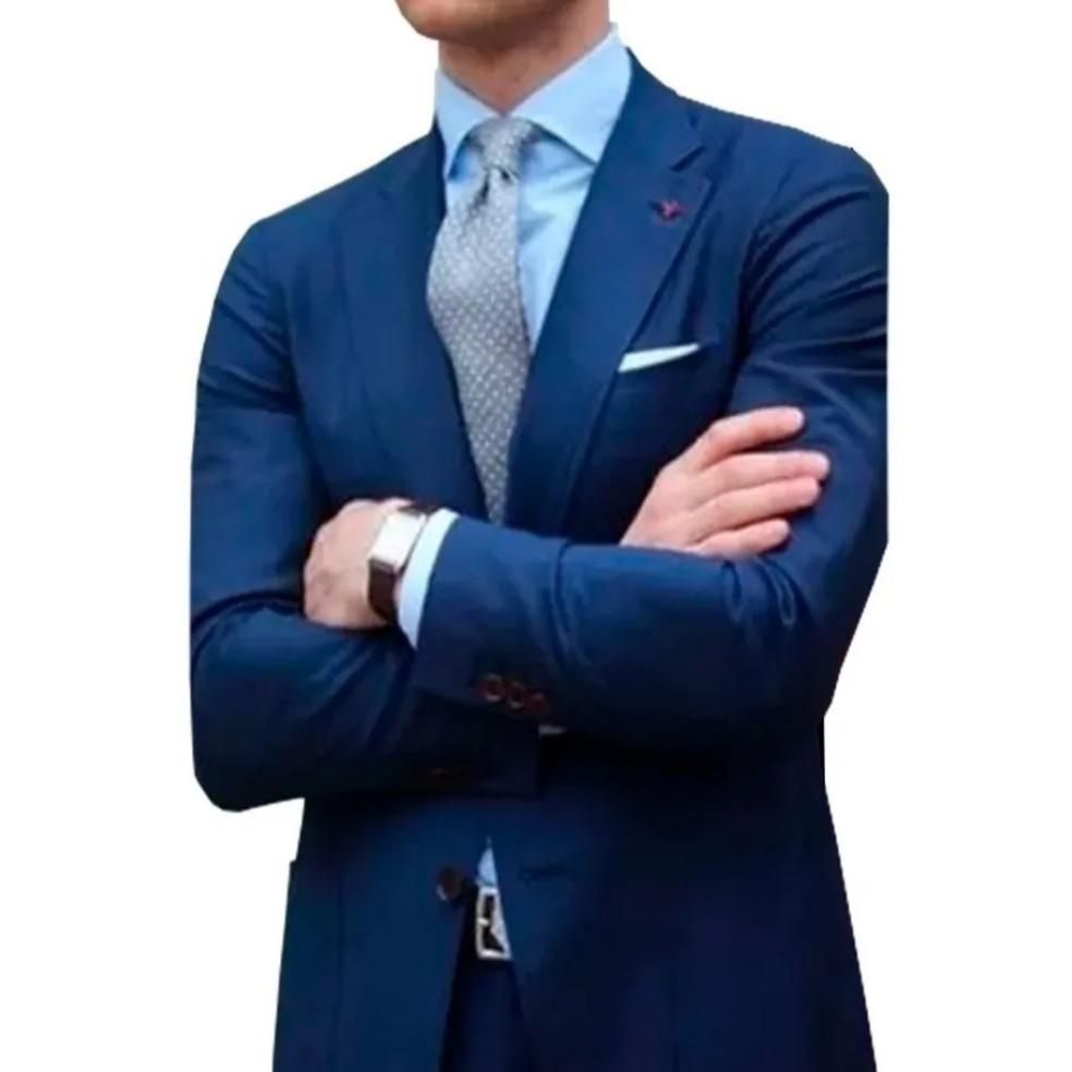 Terno Slim Italiano Premium Azul Marinho - Calça + Blazer