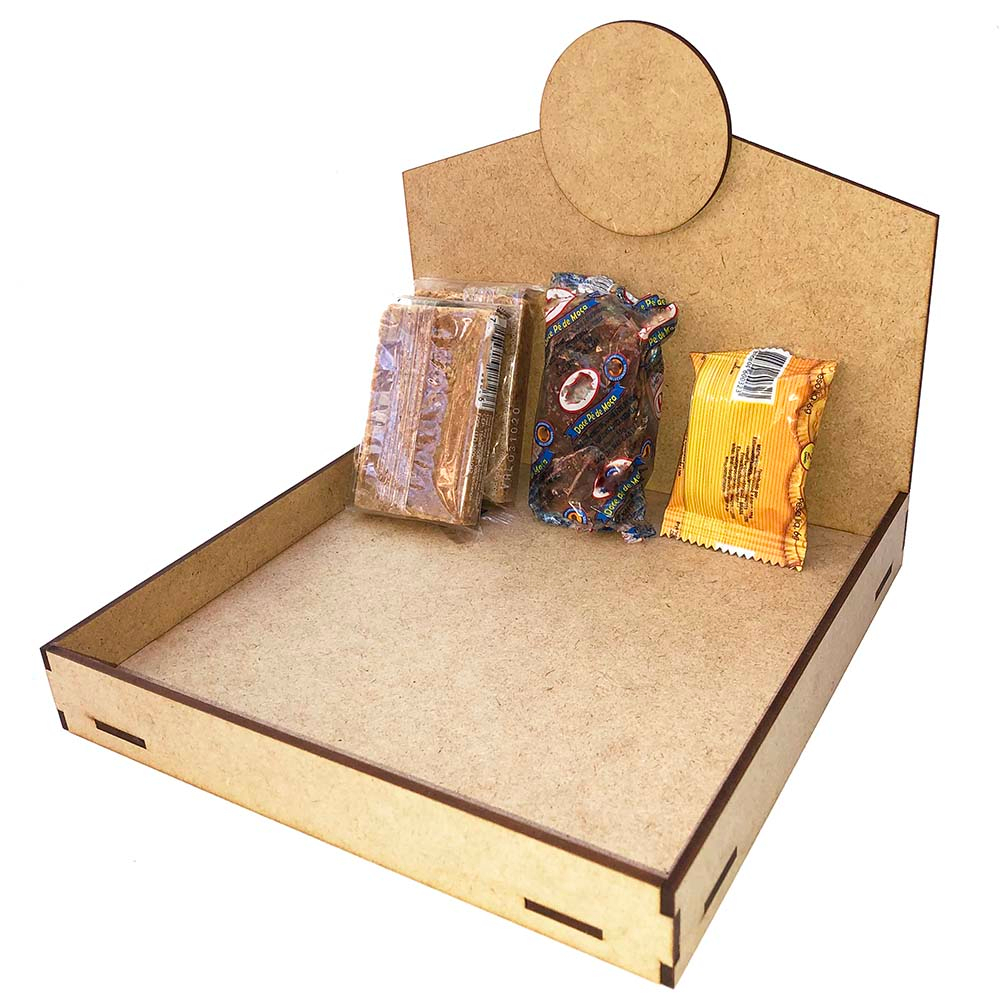 Kit 4 Bandeja Mdf Expositor de balcão 17x15 Com Disco bar restaurante Brownie Palha Doce pao de mel