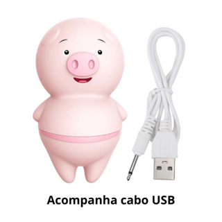 Vibrador Estimulador Lingua Sucção Clitóris Masturbador Feminino Porquinho USB - 10 modos de vibração