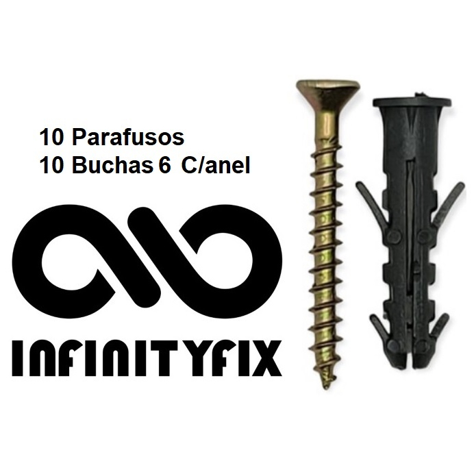 10 Parafusos Phillips Com Bucha 6mm (Bucha com Anel) - Parafuso para bucha 6
