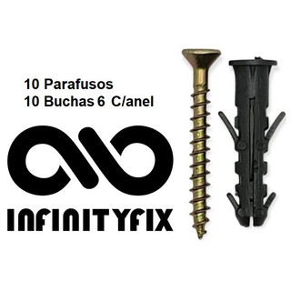 10 Parafusos Phillips Com Bucha 6mm (Bucha com Anel) - Parafuso para bucha 6