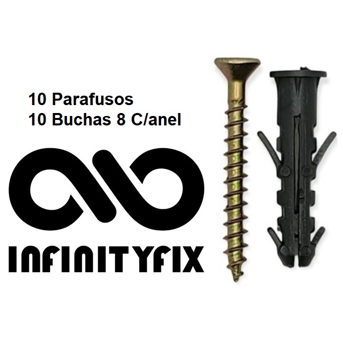 10 Parafusos Phillips Com Bucha 8mm (Bucha com Anel) - Parafuso para bucha 8