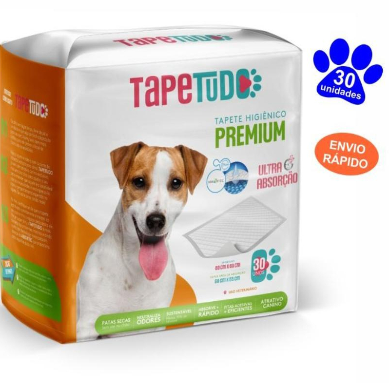 Tapete Higiênico 80 X 60 cm Premium Super Absorvente Tapetudo - 30 Un