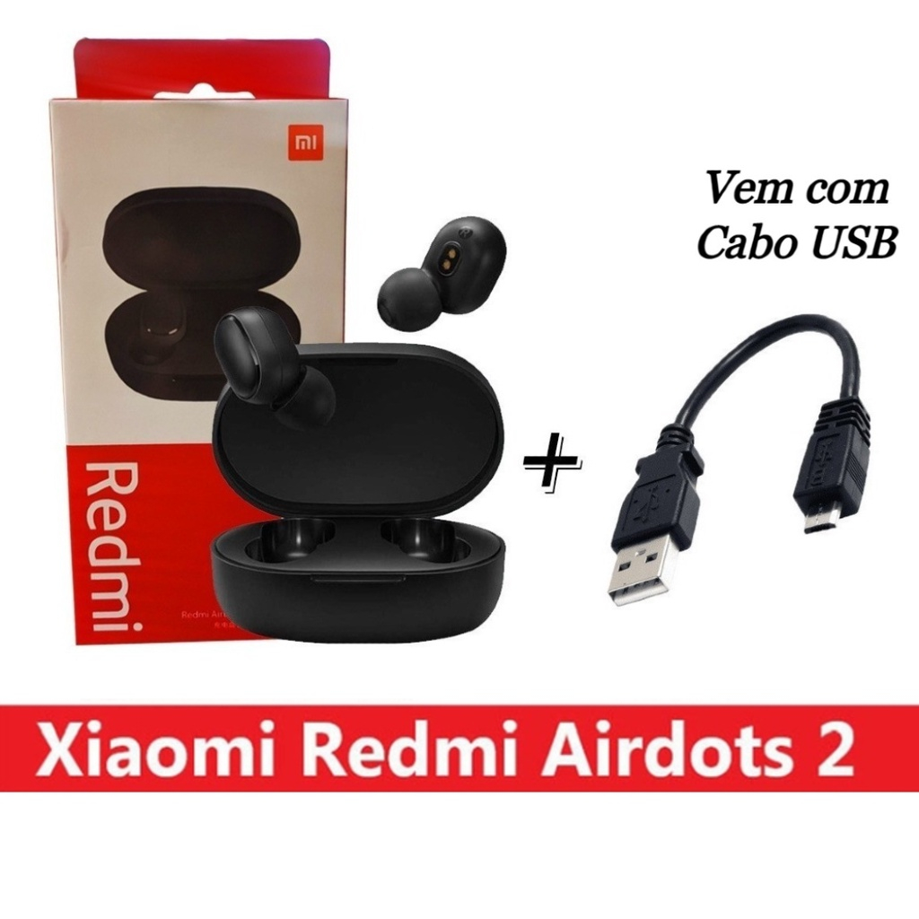 Fone ouvido Xiaomi Redmi Airdots 2 ORIGINAL sem Fio Bluetooth 5.0 Gamer