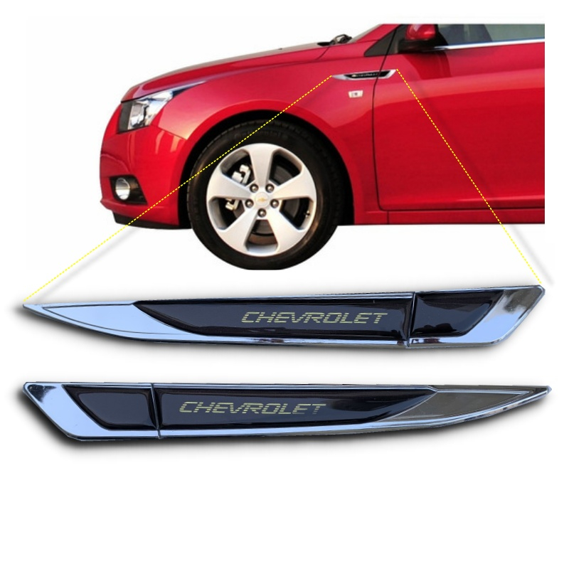 Par Adesivo Chevrolet Resinado Cromado Aplique Lateral Gm Abs Cruze Corsa Astra Celta Vectra Montana