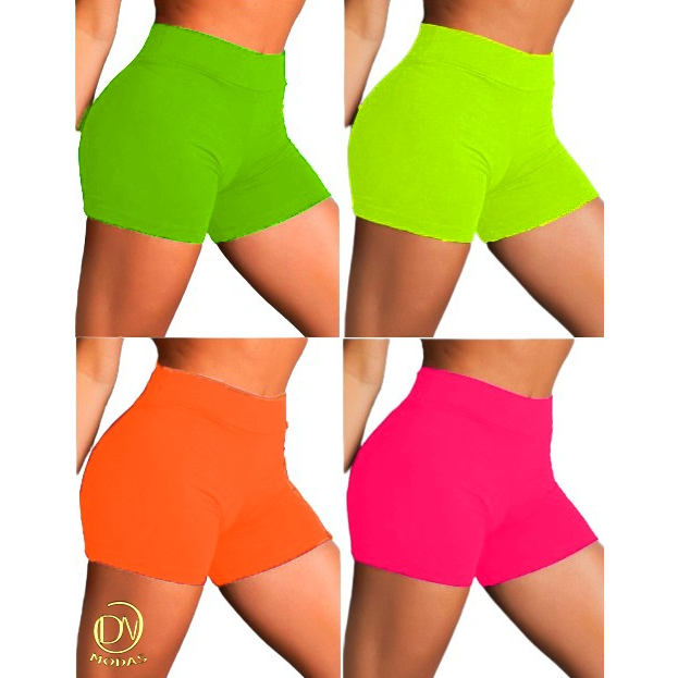 Shortinho fitness suplex curto academia, caminhada, yoga cintura média em Oferta na Shopee