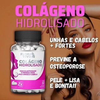 Colageno Hidrolisado para Rugas, Flacidez, trata linhas de expressão,- 500mg/ 60 cápsulas