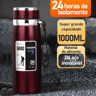 Garrafa Térmica 600ml/800ml/1000ml Aço Inox Trava Café Água Suco Leite Corrida Acampamento