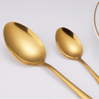 6 Unidades Colher De Aço Inoxidável/Mesa De Jantar, Uso Do Partido/Ouro em Oferta na Shopee
