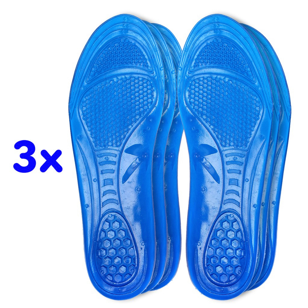 Kit 3 Par Palmilha Anatômica Ortopédica Gel Silicone para Dores nos Pés