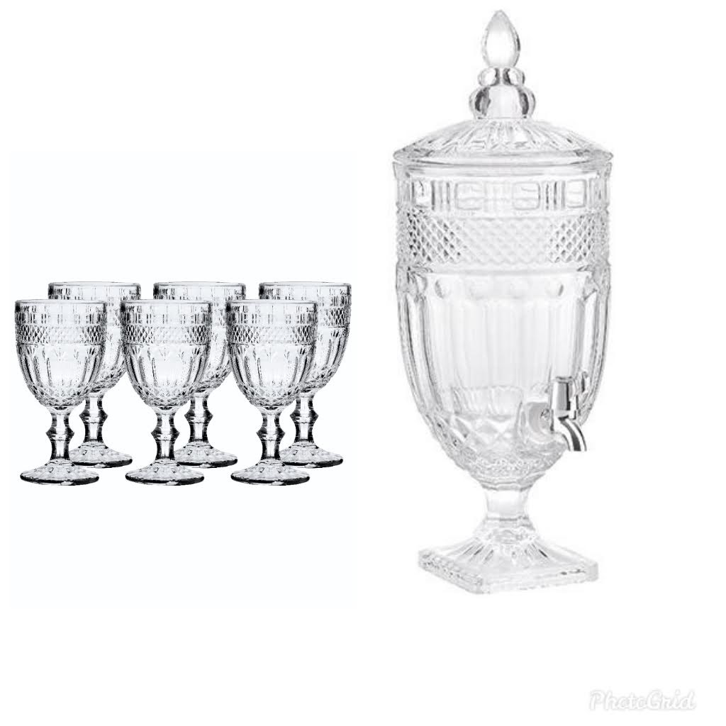 Kit 01 Suqueira Dispenser 4.9l + 06 Taça Água Imperial