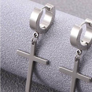 Brinco de Cruz Aço Inox Antialergico Cirurgico Argola com Crucifixo Masculino Feminino