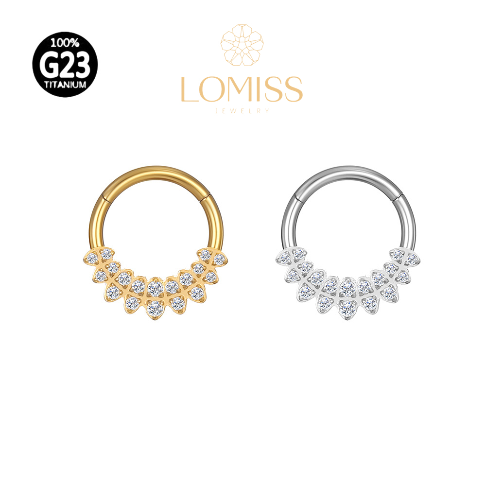 Piercing Orelha Nariz Argola Clik Titânio Pvd  Zircônias