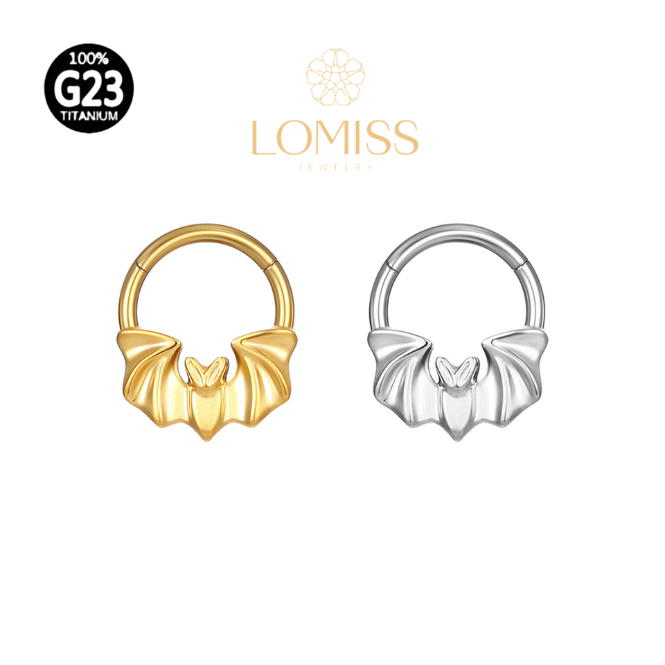 Piercing Orelha Nariz Argola Titânio PVD Clik Morcego em Oferta na Shopee