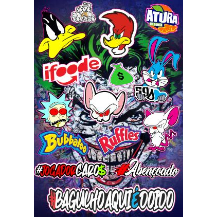 Kit Cartela Moto Com 15 Adesivos Diferentes Stickers Moto/carro/bau/bike