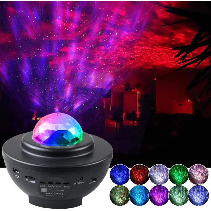 Luminária Luzes Bluetooth Gira Projetor Estrelas Galaxia H89