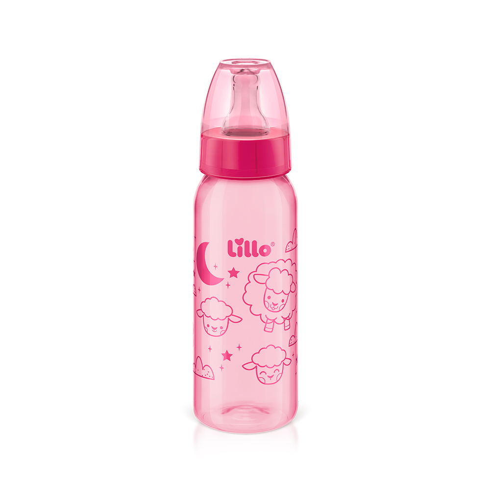 Mamadeira Divertida Fluxo Médio 240ml 6m+ Rosa – Lillo - Mom & Baby
