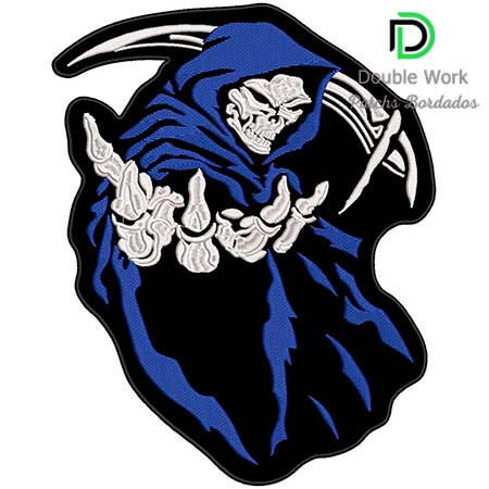 Patch Bordado Caveira Ceifador da Morte 29x23 cm Cód.1263 - Fixação Costura