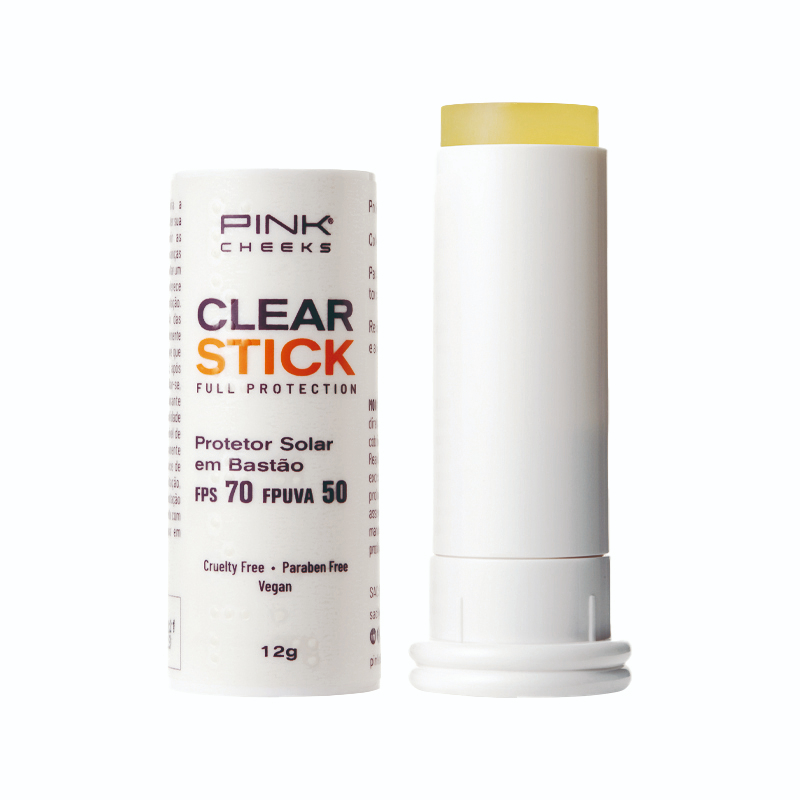 Protetor Solar Clear Stick TRANSPARENTE  FPS 70 PINK CHEEKS Resistente ao Suor em Oferta na Shopee