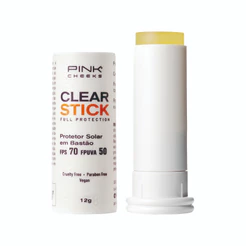 Protetor Solar Clear Stick TRANSPARENTE FPS 70 PINK CHEEKS Resistente ao Suor