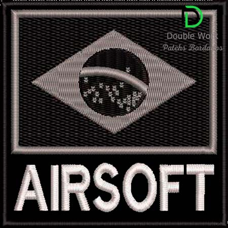 Patch Bordado Bandeira Brasil Negativa para praticantes de Airsoft 9x9 cm Cód.4108
