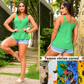 Blusa Regata feminina com Alça Grossa Estampada de Viscose de Alcinha Blusinha Com Alça Modelo Verão 2