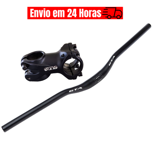 Guidão Bicicleta Mtb GTA Alumínio 720mm + Mesa Avanço 60mm 31.8mm 6º De Inclinação