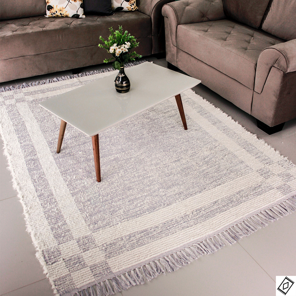 Tapete Sala Promoção 200x250 Dama Cinza Grande Algodão Macio Boho