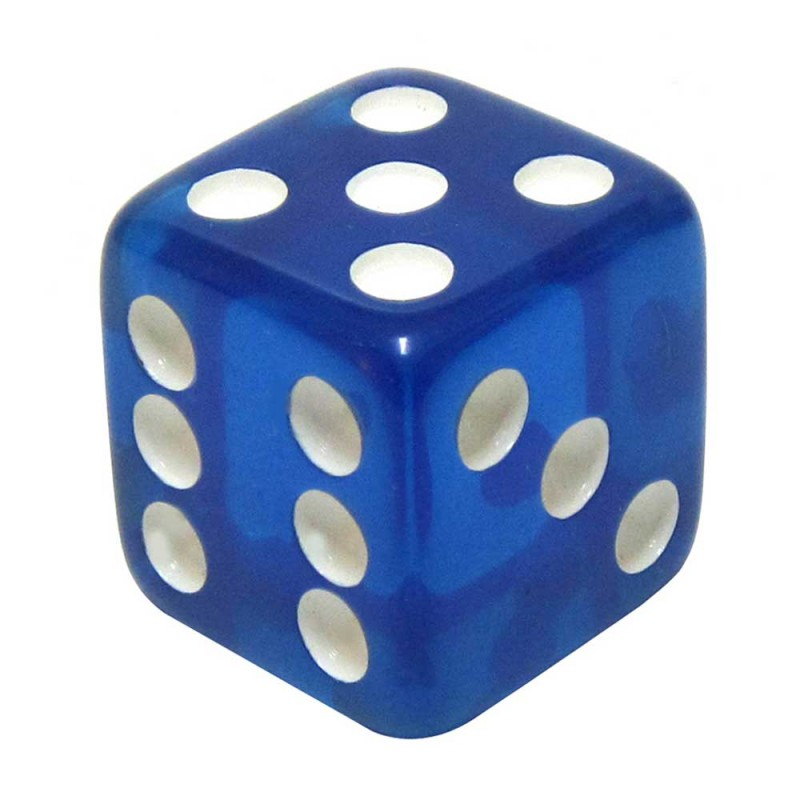 DADO 6 LADOS AZUL TRANSLÚCIDO - 26X26X26 MM